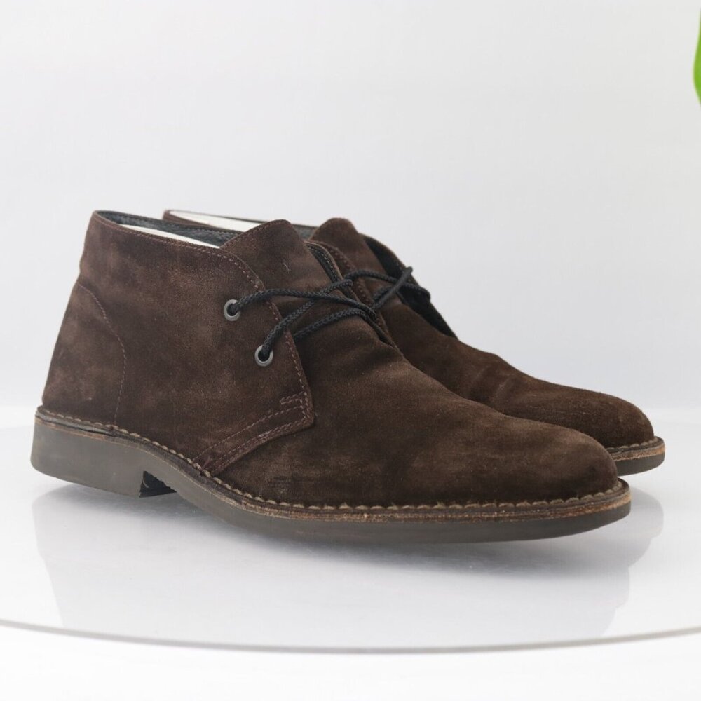 Bloomingdales Mens Chukka Boot Size 12 Brown Suede Lace Up Casual Plain Toe - Picture 13 of 13